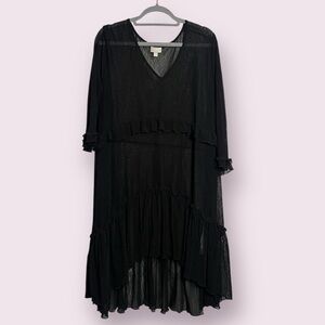 Zim & Zoe Black Sheer Ruffle Tiered High Low Dress 18
